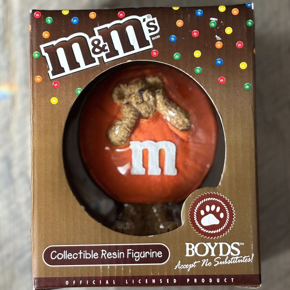 Boyds Bears M&M’s Collectible Resin Figurine Orange M&M Bear Licensed Box 4.5"